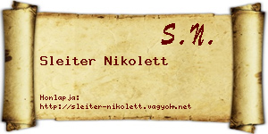 Sleiter Nikolett névjegykártya